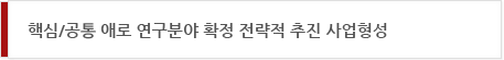 핵심/공통 애로 연구분야 확정 전략적 추진 사업형성